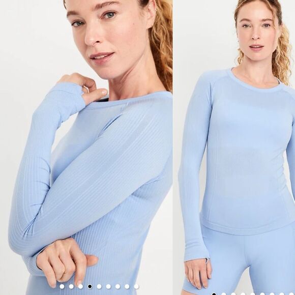 OLD NAVY | fluid seamless fitted top | athletic | Medium | periwinkle | long sle - Picture 4 of 9